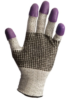 GLOVE NITRILE FOAM PURPL;2 SIDED DOT FINGER TIPS - Cut Resistant